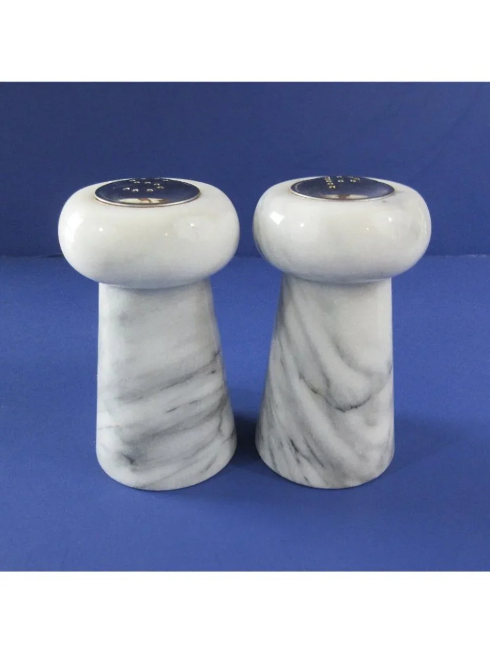 Vintage Gray & White Natural Stone Marble Salt & Pepper Shakers & Candle Holders